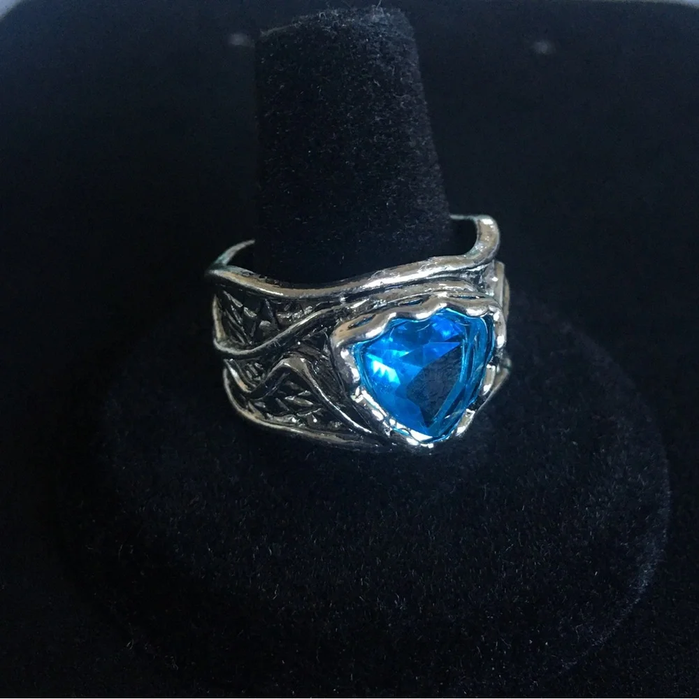 Bohemian Silver Tone Blue Faux Gemstone Ring